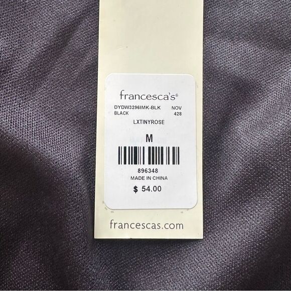 New 1Francesca’s Dorinda SZ M Lined Tiny Rose Wrap Black Mini Dress Wedding - Picture 10 of 16